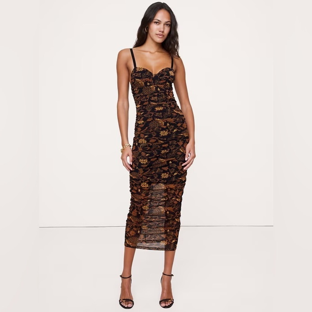 NEW! Banana Republic Ruched Mesh Corset Midi Dress - Size 16 TALL 🧞‍♀️